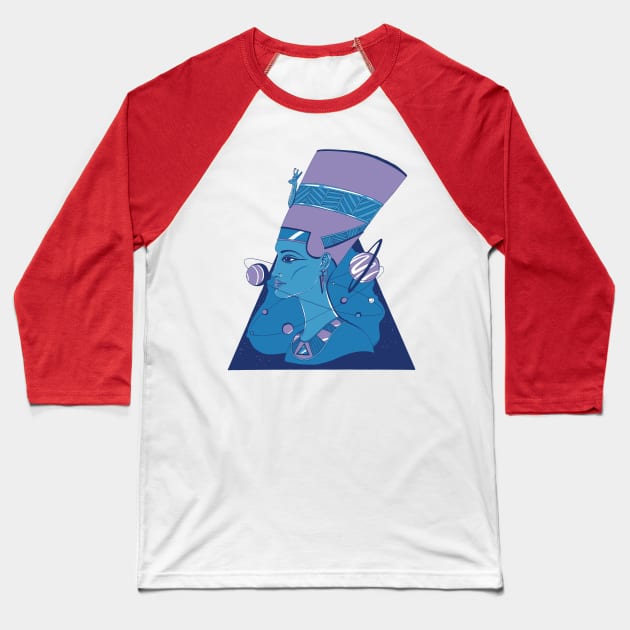 Mountain Blue Nefertiti and The Stars Baseball T-Shirt by kenallouis